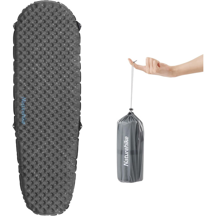 Каремат туристичний Naturehike Thermal 3.5R, самонадувний, 4 сезони (-6°C), з надувною сумкою, для кемпінгу, військовий камуфляж, прямокутний, XL