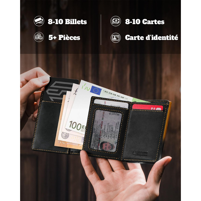 Портмоне чоловіче DODENSHA MagSnap Slim з відділенням для монет, RFID захистом, на 10+ карт, чорно-червоне (чорно-жовте)