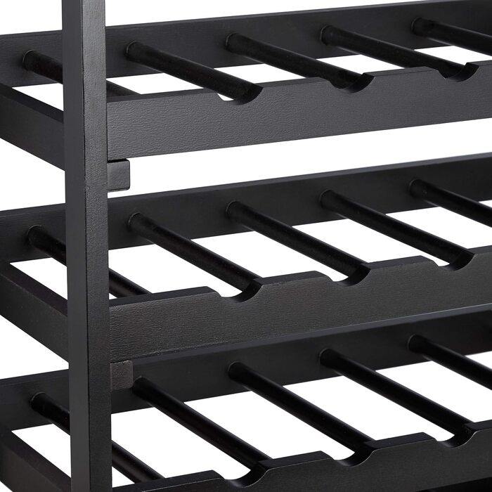 Relaxdays Wooden Wine Rack H x W x D: approx. 52 x 52 x 25 cm Robust bottle rack for wine, wine bottle rack in elegant black, wine bottle holder with 4 levels for 20 bottles, bottle holder, black