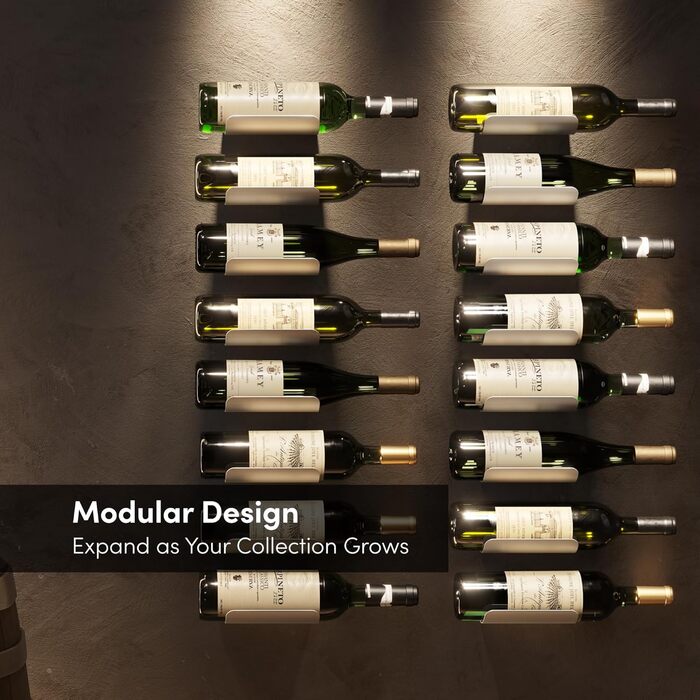 XYMPO Wall-Mounted Wine Rack Set, 6-Piece Aluminum Bottle Holders with Non-Slip Cork Pads for Secure Storage