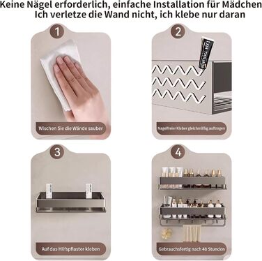 Двостороння кутова поличка для душу FOLAI 30 см (2 шт.) з нержавіючої сталі, без свердління, для зберігання шампуню та інших аксесуарів