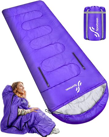 3-4 Season Sleeping Bag - Waterproof, Lightweight Sleeping Bag for Camping, Travel & Outdoor Activities - 220x84cm, 1.9KG (Violet)