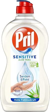 Засіб для миття посуду вручну Pril Sensitive Aloe Vera, pH-нейтральний з ефектом шовку, 8 x 450 мл