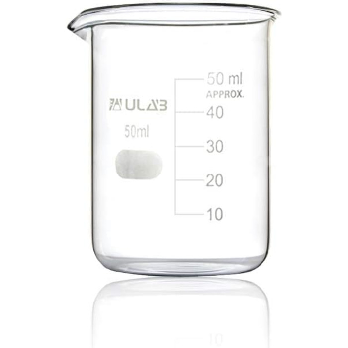 4 Pieces Berker Glass 50ml, Borosilicate Glass Beakers with Graduations, Beaker Set for Laboratory, Kitchen, School, UBG1019