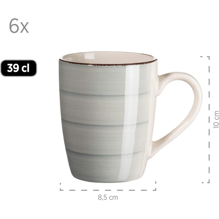 MÄSER Bel Tempo II Сервіз для сніданку на 6 осіб, вінтажний стиль, ручне розмальовування, 18 предметів, блакитний, кераміка, стоунгерд