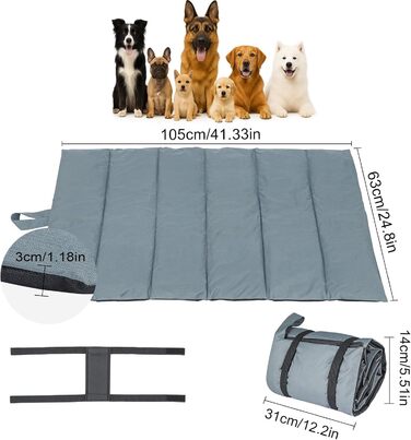 Підстилка для собак MorNon 105 x 63 см: водонепроникна, для подорожей, кемпінгу, м'яка та зручна