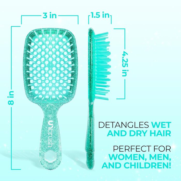 Щітка для розчісування волосся FHI Heat UNbrush - безболісне розчісування мокрого та сухого волосся будь-якого типу, DuoFlex-щітинки, антистатична, легка, з вентиляцією, блакитна
