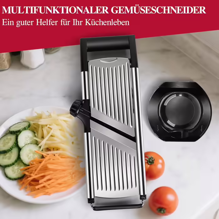 MASTERTOP Vegetable Slicer Mandoline, 5-in-1 Stainless Steel Vegetable Cutter with Blade Guard, Grater for Vegetables, Adjustable Cucumber Slicer Thin Slices, Multi-Purpose Kitchen Slicer Kitchen Grater, Kitchen Gadgets