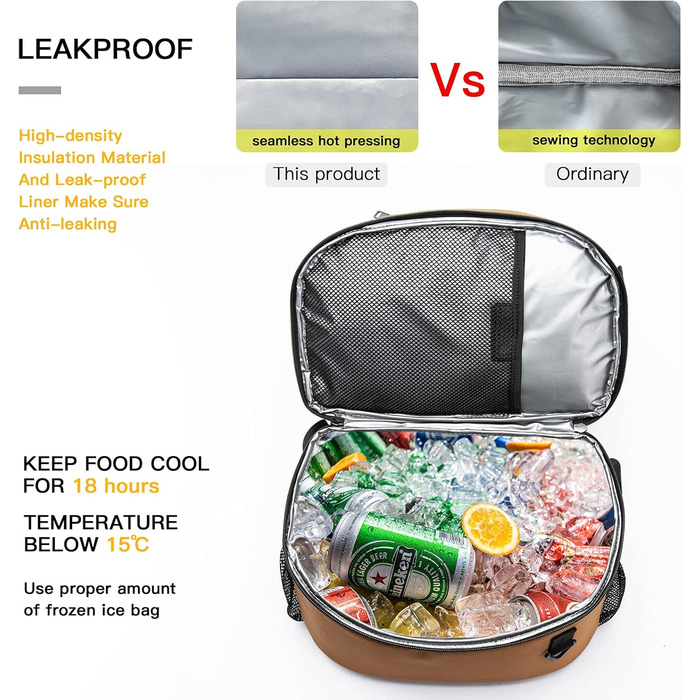 28L Insulated Cooler Backpack - Double Layer Thermal Rucksack for Picnics, Camping, Travel (Brown)