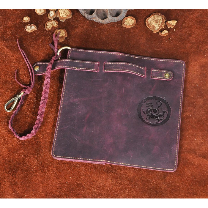 Le'aokuu Men's Genuine Leather Wallet Organizer Double Checkbook Wallet Pattern Commercial Money Clip 3377