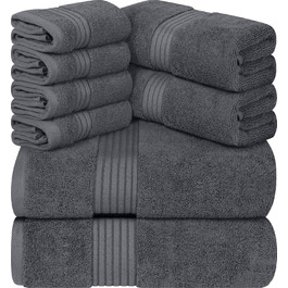 Рушники для ванної Utopia Towels, 4 шт, 68x137 см, 100% бавовна, 600 г/м², чорні, високоякісні, для ванної кімнати, спортзалу, спа та готелю