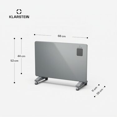 Конвекторний обігрівач Klarstein Bansin Smart 2500 Вт з керуванням через додаток, X-подібний нагрівальний елемент, захист від перегріву, IP24, сірий