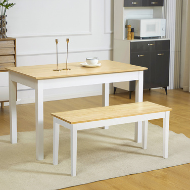 HOMCOM 2-Seater Bench up to 220 kg load capacity made of pine wood in white, dining bench kitchen bench living room bench 102 x 36 x 45 cm