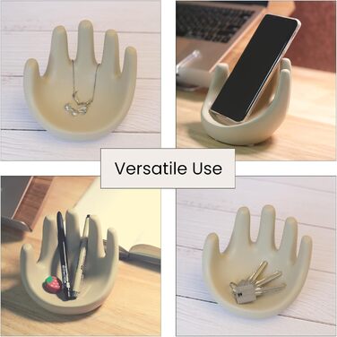 MIAJO Hand Shelf Decoration, Beige Ceramic Sculpture, Boho Shelf Decor, Hand Holder for Jewelry, Smartphone, Keys, Pen and Pencils, Knick-Knacks, Cute Home Decor