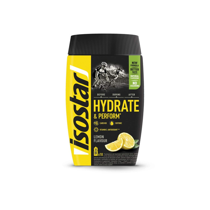 Isostar Hydrate & Perform - Lemon - 2x400g Powder | 2-Pack + Original 1000ml Drink Bottle
