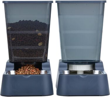5L Automatic Pet Feeder & Waterer - Dog & Cat Food & Water Dispenser Set (Dark Gray)