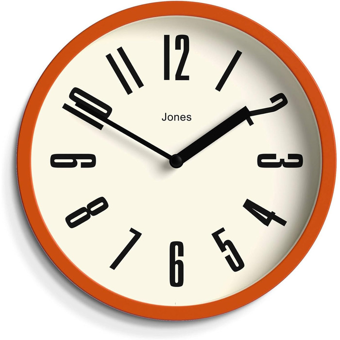 JONES CLOCKS® Hot Tub Wall Clock | Small Retro Round Clock | 20cm | Orange | Easy-to-Read Numbers | Ideal for Kitchen, Office, Kids' Room, or Any Small Space