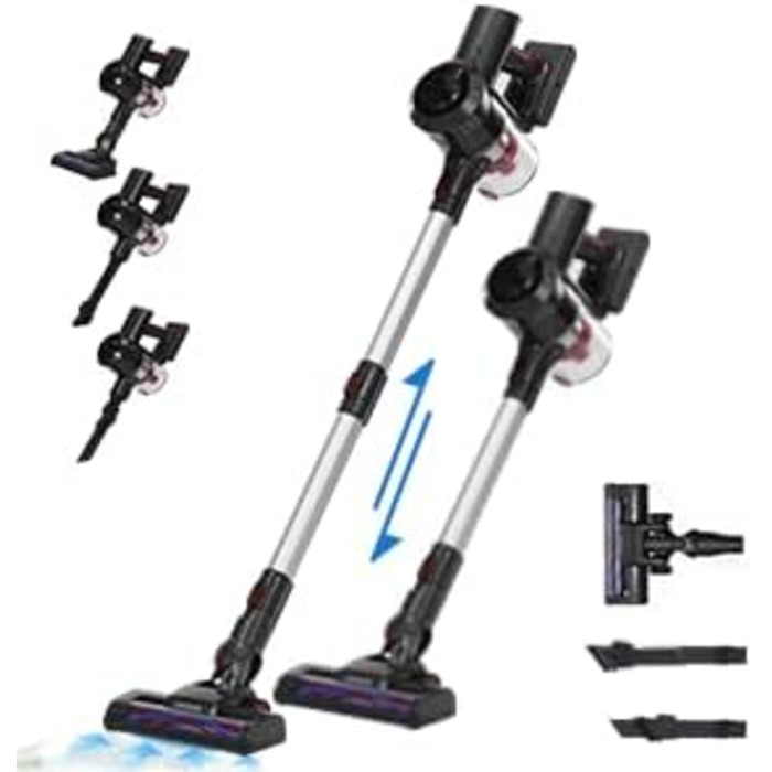 Акумуляторний пилосос Kavolet 25 kPa, 40 хв роботи, 2-в-1 для дому, офісу та авто. З насадкою для щілин та щіткою.