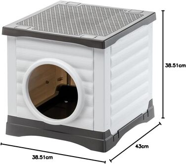 Клітка для собак та котів Ferplast PETVILLA 50 - вольєр для кроликів, зовнішній вольєр, міцний перероблений пластик, 38,5 x 43 x 38,5 см