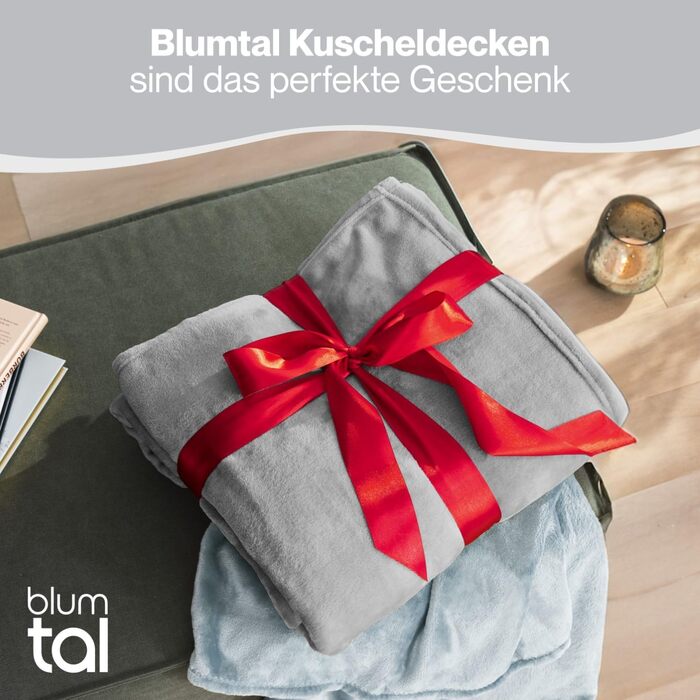 Пухнаста ковдра Blumtal Kuscheldecke: сертифікована OEKO-TEX флісова ковдра 150x200 см, м'яка ковдра для дому, ковдра на диван, пухнаста та м'яка ковдра сірого кольору 150x200 см