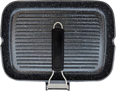Гриль-сковорода Brieve Black Titanium індукційна, алюмінієва з антипригарним покриттям, складана, 34x24 см