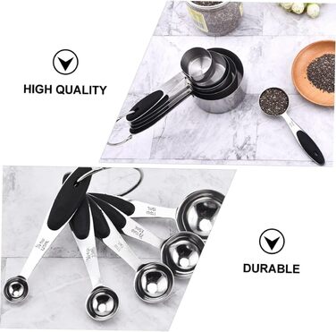 FBHappiness 1 Set Measuring Cup Tool, Stainless Steel Kitchen Cooking Spoon, Seasoning Spoon, Stainless Steel Flour, Practical Ingredient Spoon, Measures, Weight, Metal Dry Scoop