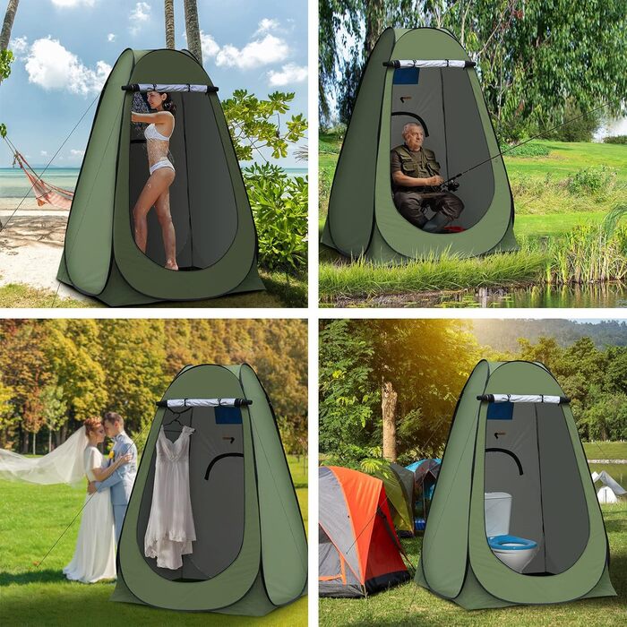 Намет-роздягальня CLIPOP для душу та відпочинку на природі, 120x120x190 см, зелений