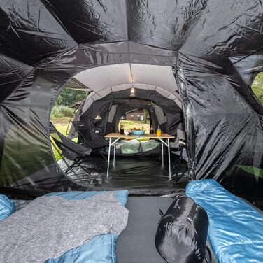 Намет Skandika Kambo Tunnel 4 особи - сімейний водонепроникний намет з темною спальнею, 3 входи, великий тамбур, антрацит/зелений