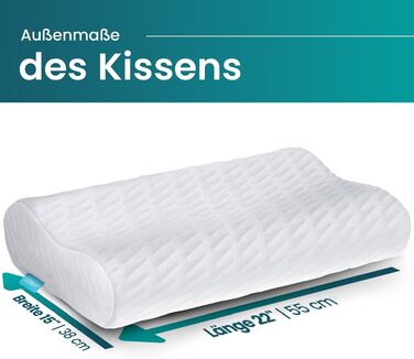 Ортопедична подушка BLISSBURY з ефектом пам'яті (Memory Foam) для шиї та голови, регульована анатомічна подушка від болю в шиї для сну на боці та животі, з бамбуковим чохлом та гіпоалергенною вугільною піною
