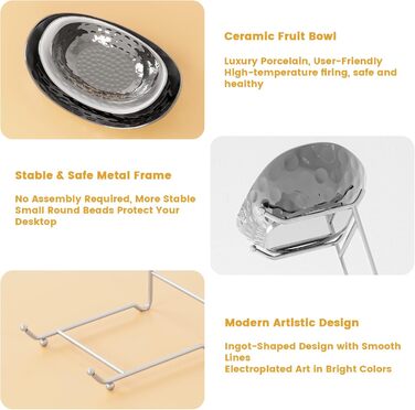 Набір для фруктів та овочів Acliys 3 яруси з кераміки, набір для кухні, порцелянові миски для зберігання фруктів, овочів, снеків, десертів, тортів, тарілка-решітка для вечірки, весілля, сріблястий