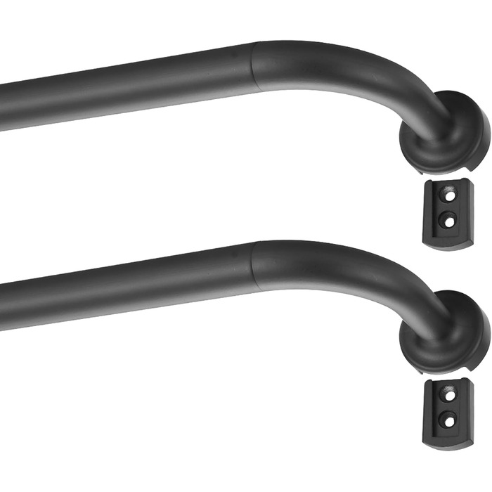 Штанга для штор Warmgold, діаметр 2,5 см, регульована штанга для затемнення, алюмінієві кінчики та кріплення, 71–381 см (2 шт. 16–28 см, чорний)