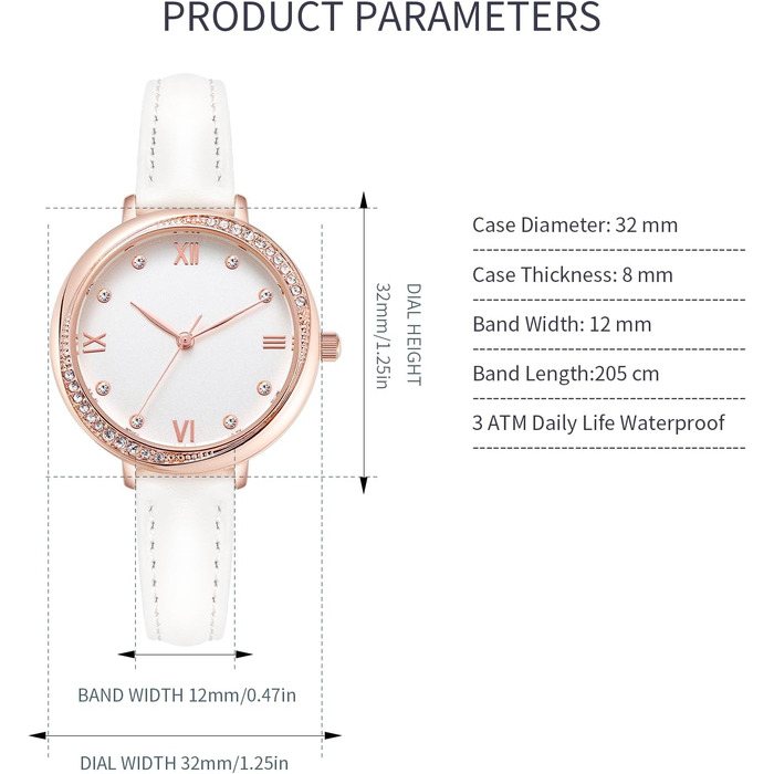 Жіночий класичний кварцовий годинник NUOVO Rose Gold з білим шкіряним ремінцем та кристалами на безелі