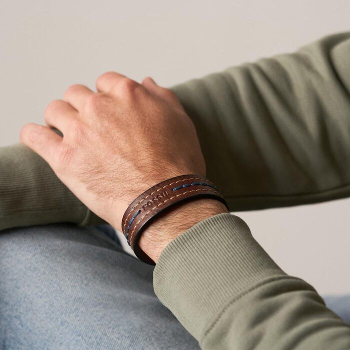 Чоловічий шкіряний ремінець Fossil з пряжкою (Мигдалевий коричневий)