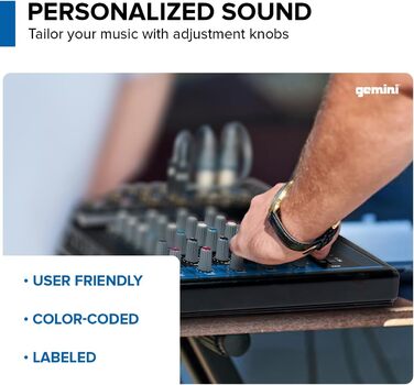 Мікшерний пульт Gemini GEM 08 USB, Bluetooth, 8 каналів, фантомне живлення, USB медіаплеєр, для стрімінгу
