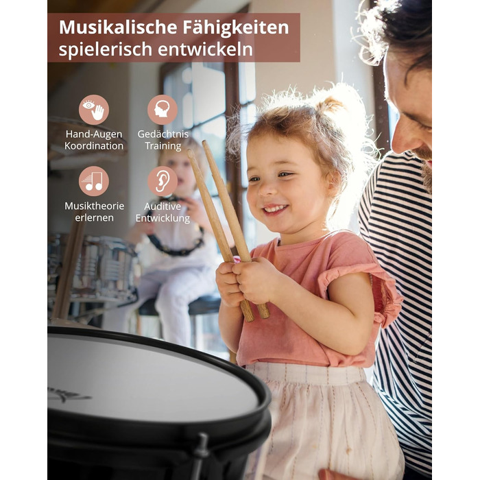 XDrum Junior Pro Kinder барабанний комплект Red - для дітей 5-9 років - з аксесуарами та навчальним посібником (Чорний, Solo)