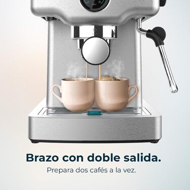 Cecotec Barista Power Espresso Machine, 20 Barista Mini, 1465 W, 20 Bar, Manometer and Thermoblock, Swivel Steam Wand and Dual Outlet Arm, 1.8 Liter Capacity