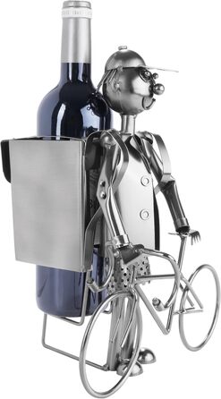 BRUBAKER Wine Bottle Holder Cyclist Metal Sculpture with Gift Card