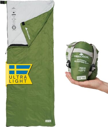 Trinordic 700g Ultralight Down Sleeping Bag - Anti-Snag Zipper - Compact Summer Sleeping Bag for Adults - Outdoor Hiking, Backpacking, Bikepacking & Travel