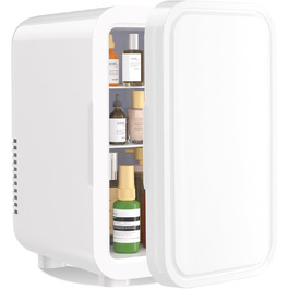 YASHE Mini Fridge - 6 Liter / 8 Can Portable Cooler - Thermoelectric Mini Refrigerator for Bedroom, Skincare, Drinks, Office, Dorm & Car - White