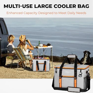 Сумка-холодильник INSMEER 50 л, 80 банок, сіра - для пікніка, кемпінгу, пляжу