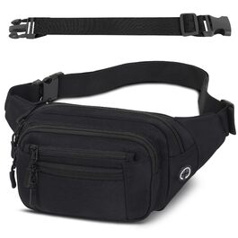 Чоловіча/Жіноча поясна сумка на пояс, 30 см, унісекс, для подорожей, туризму, прогулянок з собакою, чорна