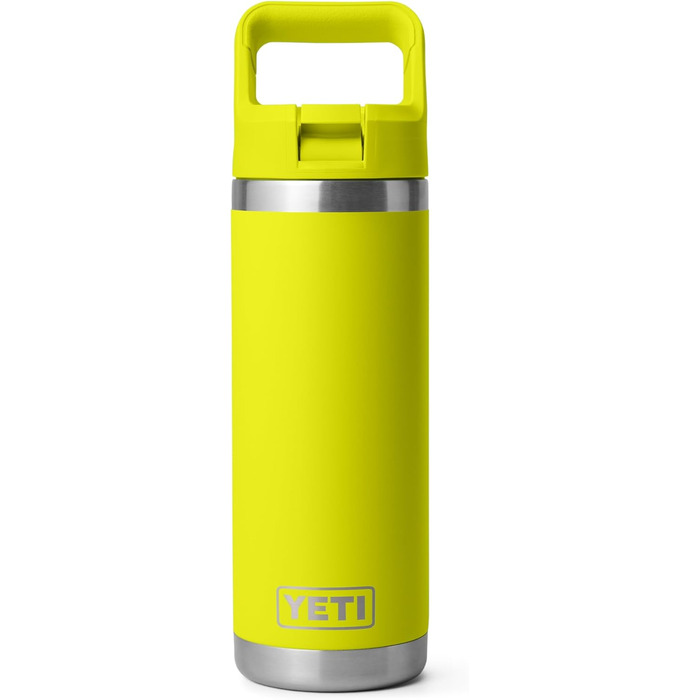 YETI Rambler C Straw Bottle, Stainless Steel Vacuum Insulated Bottle with Straw Cap, Firefly Yellow, 18 oz (532 ml)
