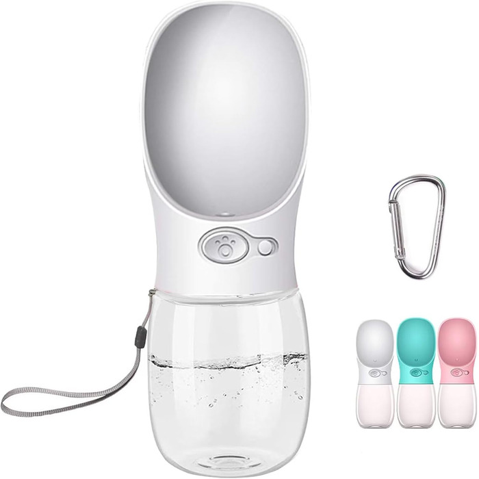 Водяна пляшка для собак на прогулянці, портативна, BPA-free, 350 мл, біла
