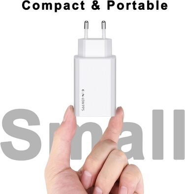 Зарядний пристрій USB-C 50W, 5 портів: 2 USB-C та 3 USB-A, Power Delivery 3.0, швидка зарядка для iPhone, Samsung, телефонів, планшетів - Бежевий