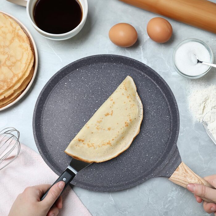 Сковорода для млинців Joeji's Kitchen 26 см з антипригарним покриттям – підходить для індукційних плит – для млинців, панкейків, яєць, омлетів, тави та роті