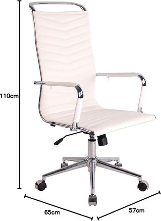 Офісне крісло Batley від CLP: регульована висота, хромоване шасі, штучна шкіра, білий колір