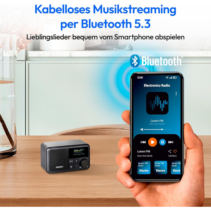 MEDION S66822 Портативне міні-радіо DAB+ з Bluetooth, акумулятор до 6,5 годин, дисплей, телескопічна антена, таймер сну, будильник, AUX, USB-C, зелений (чорний)