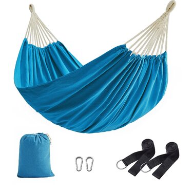 Гамак SONGMICS подвійний 210x150 см, вантажопідйомність 300 кг, блакитний (GDC15GY) - для тераси, балкона, саду, кемпінгу