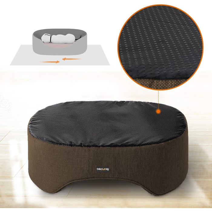 Feandrea Dog Bed, Dog Basket, Reversible Cushion, 73 x 60 x 27 cm, Brown PGW031K01