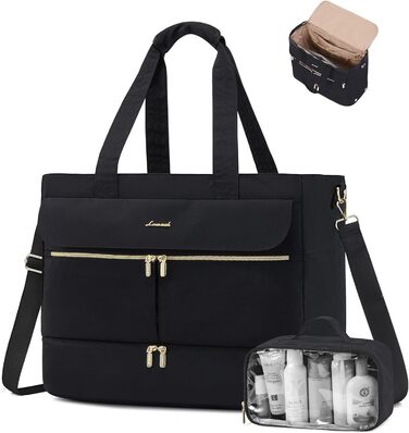 Сумка-валіза LOVEVOOK для жінок, 45L: велика валіза-рюкзак, сумка для подорожей, спортивна сумка, сумка для вихідної поїздки, клінічна сумка, сумка для пологового будинку, з косметичкою, відділенням для взуття та вологонепроникним відділенням, чорна